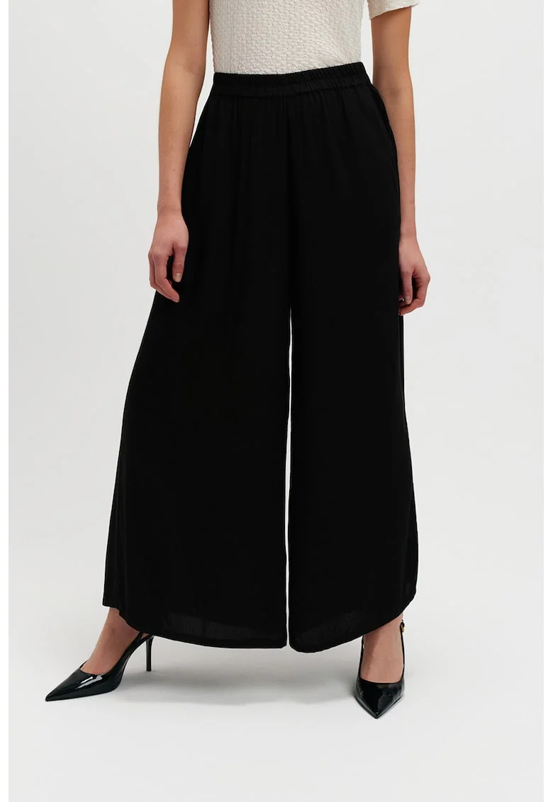 Pantaloni palazzo cu talie inalta, Negru