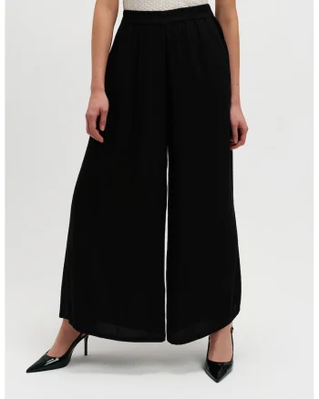 Pantaloni palazzo cu talie inalta, Negru