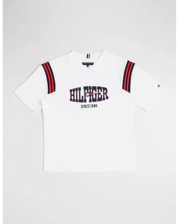 Tricou cu decolteu in V si imprimeu, Alb/Negru