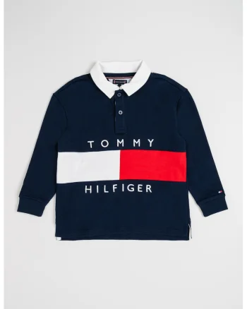 Bluza polo din bumbac, Rosu/Bleumarin