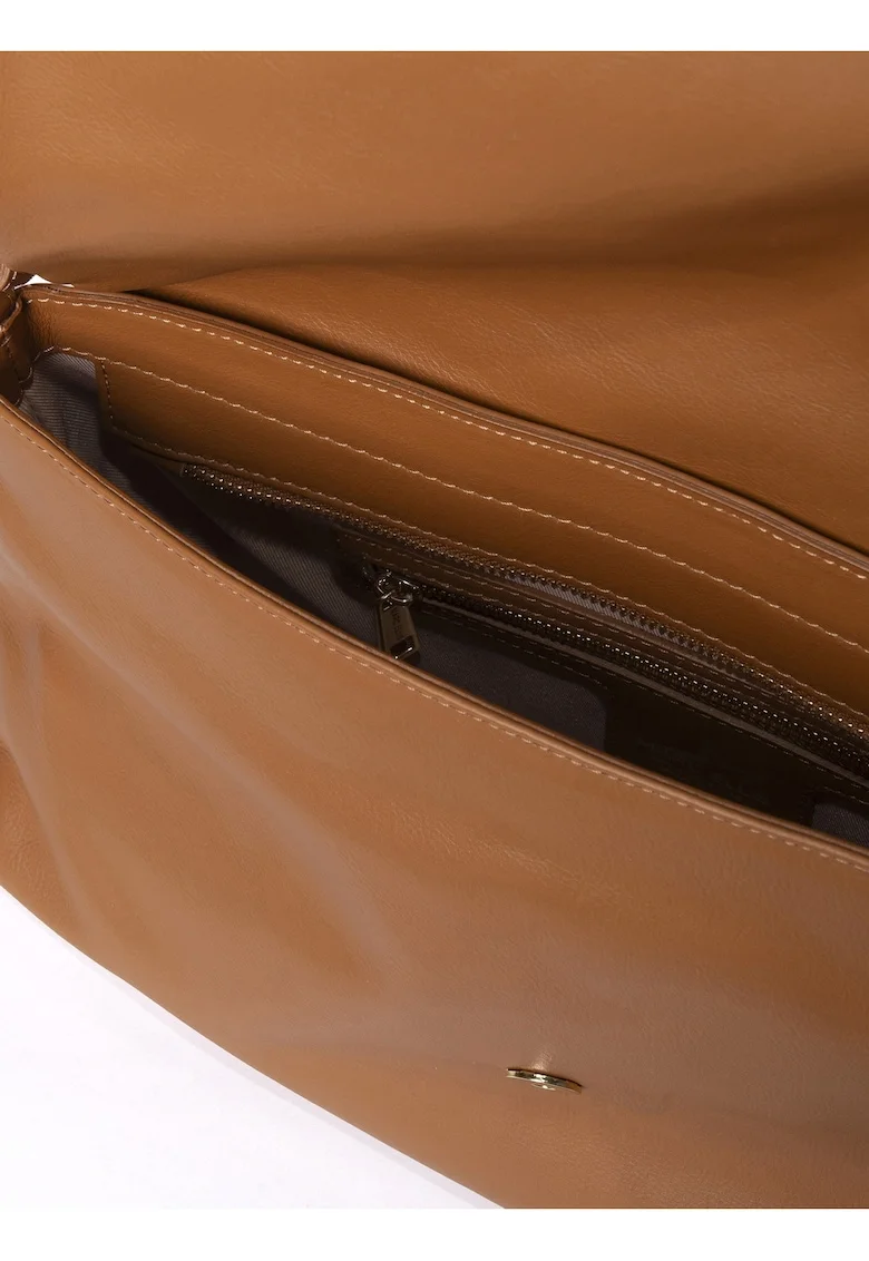 . Geanta de piele cu clapa si bareta de umar Rhuna, Caramel