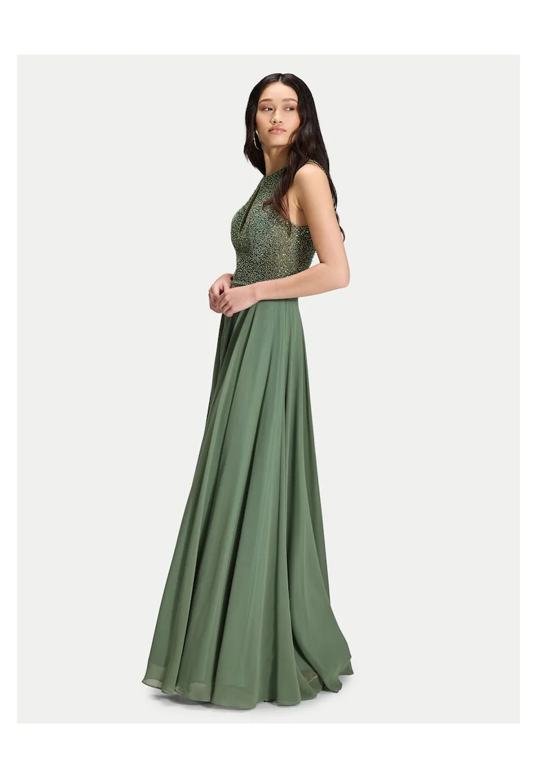 Rochie de seara,  fermoar, verde, poliester