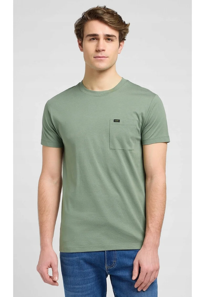 Tricou  ULTIMATE POCKET TEE, slim fit, verde, bumbac, Verde