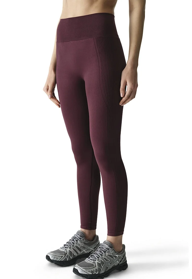 Colanti cu talie inalta si garnituri striate, Violet tyrian,