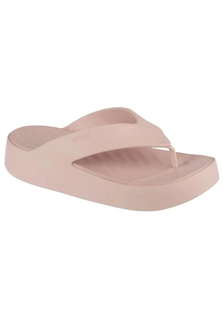 Papuci flip-flop cu talpa wedge, Bej,