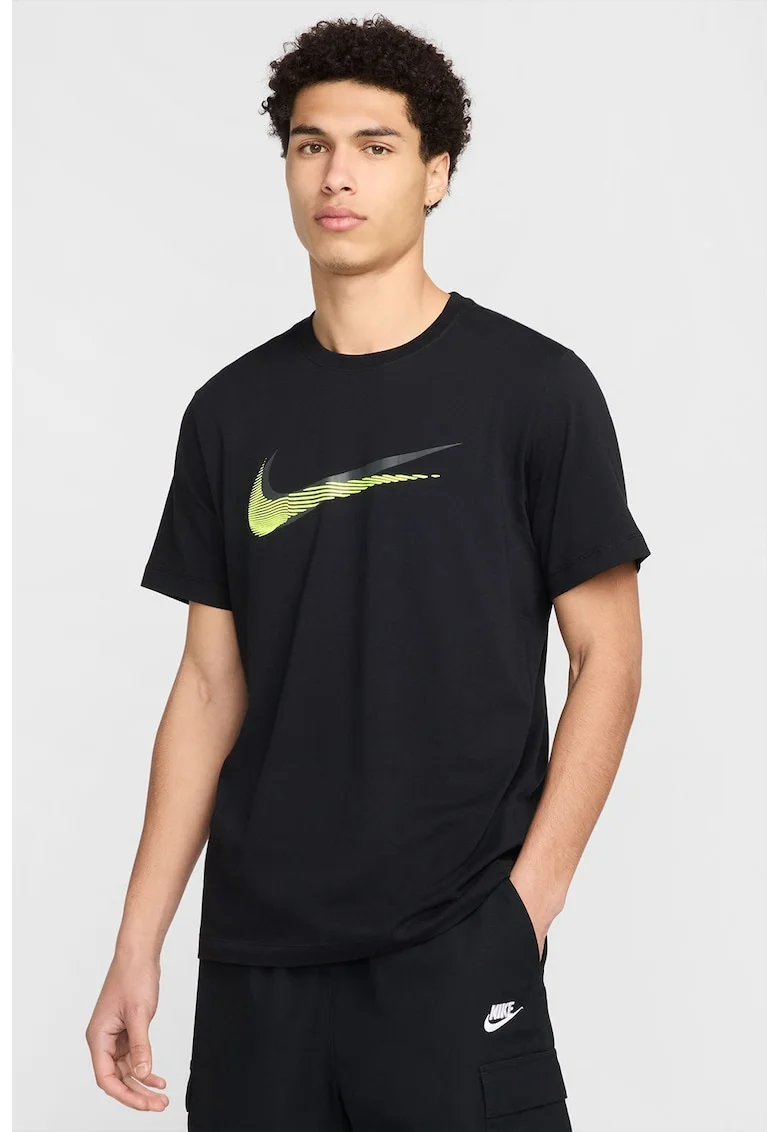 Tricou din bumbac cu logo, Negru