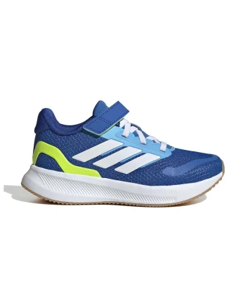 Pantofi sport Runfalcon 5 din plasa cu logo si velcro, Alb/Albastru royal/Verde lime