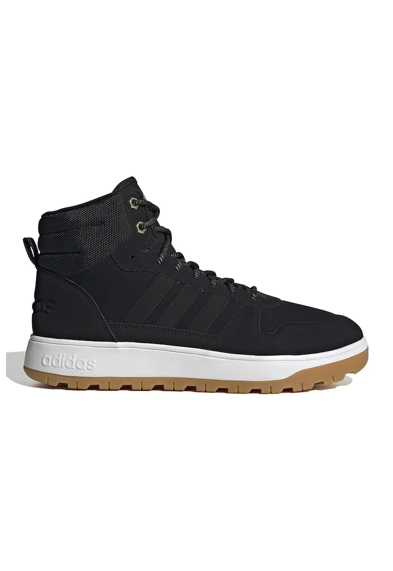 Pantofi sport de piele nabuc si material textil Frozetics, Negru stins