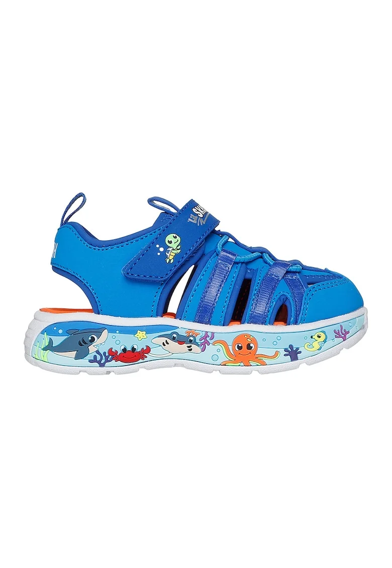 Sandale Play Scene Splash de piele ecologica cu velcro, Portocaliu/Albastru