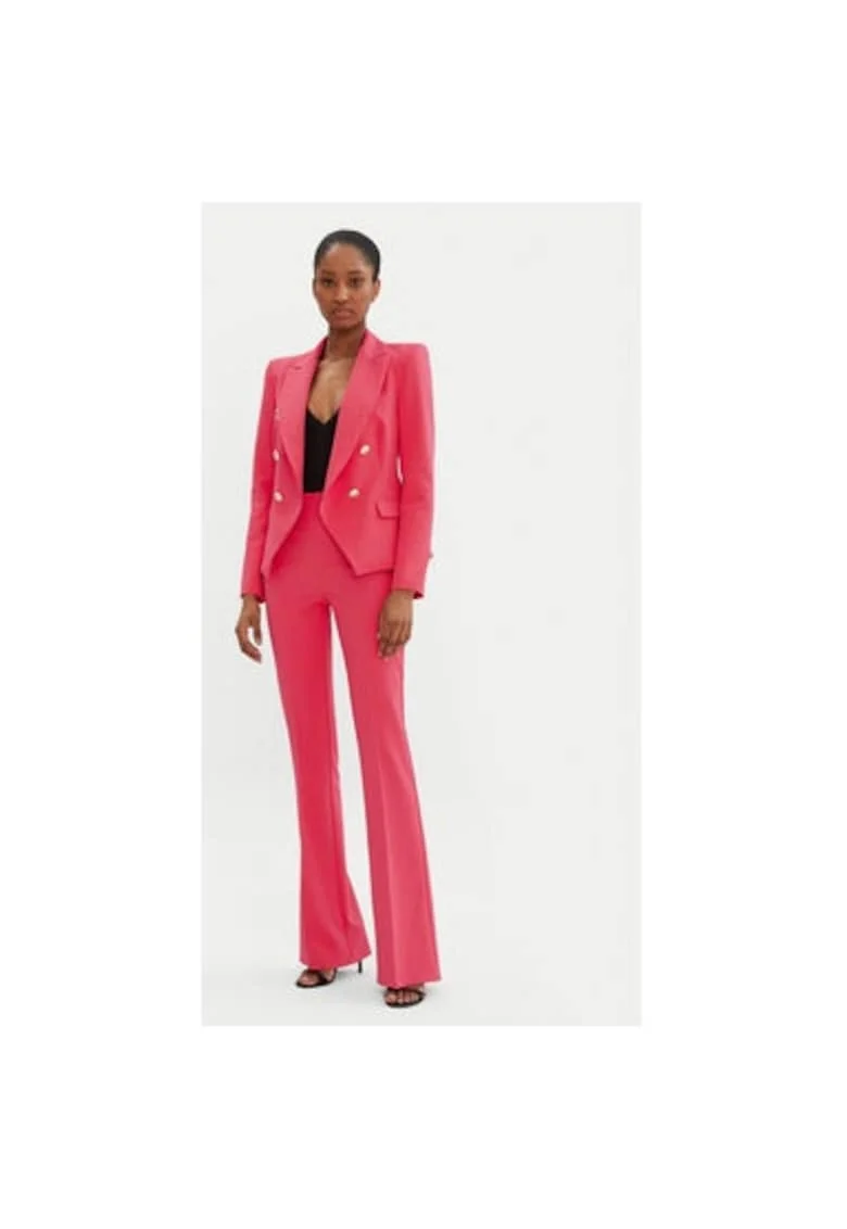 Pantaloni dama,  305264749, Poliester, Roz, Roz
