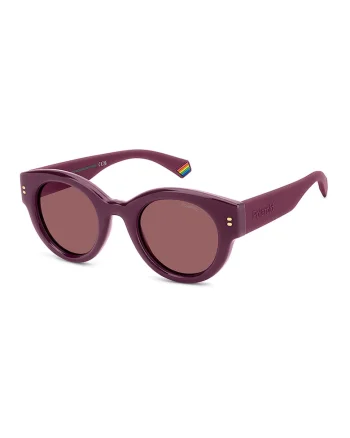 Ochelari de soare rotunzi unisex cu lentile polarizate, Lila pal