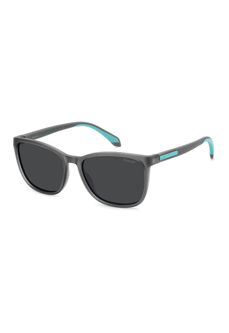 Ochelari de soare patrati cu lentile polarizate, Negru/Verde persan