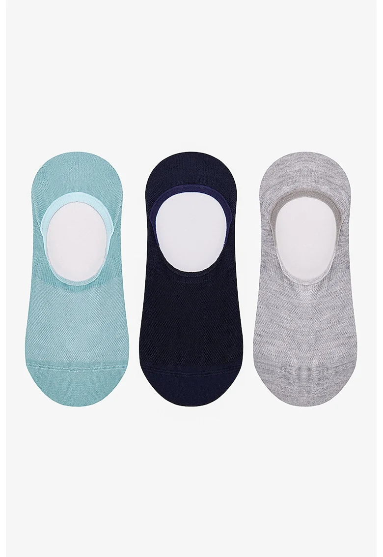 Set de sosete foarte scurte cu model uni - 3 perechi, Albastru pastel/Negru/Liliac prafuit