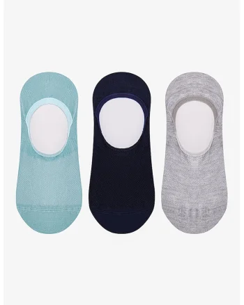 Set de sosete foarte scurte cu model uni - 3 perechi, Albastru pastel/Negru/Liliac prafuit