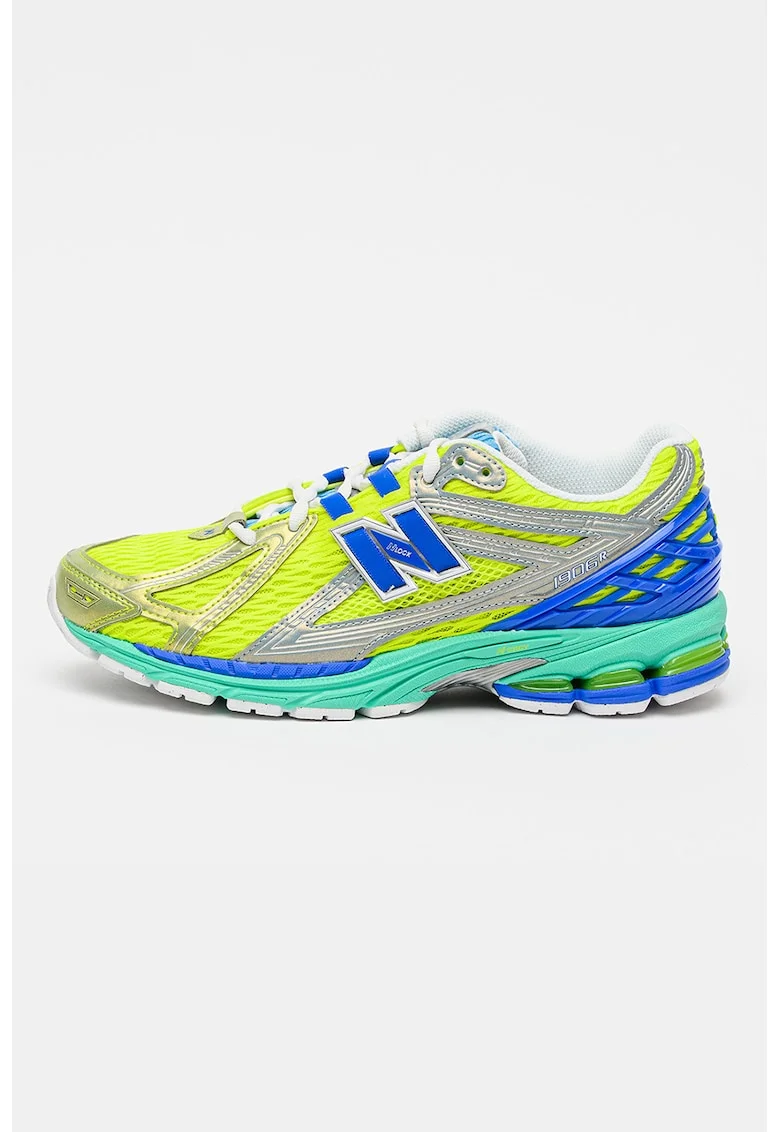 Pantofi sport cu insertii din plasa, Verde/Albastru deschis