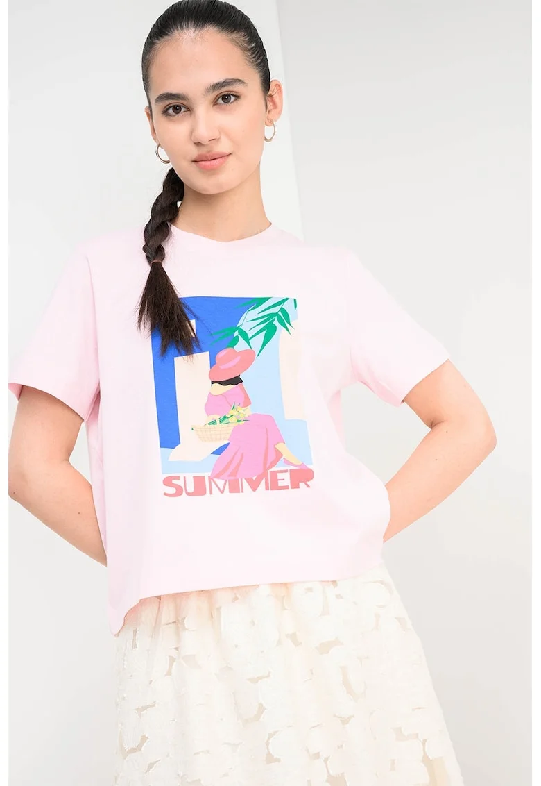 Tricou lejer din bumbac organic, Roz