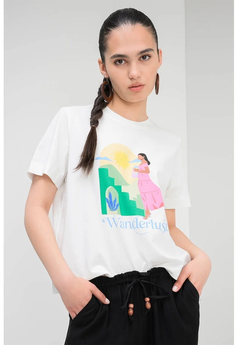Tricou lejer din bumbac organic, Alb optic