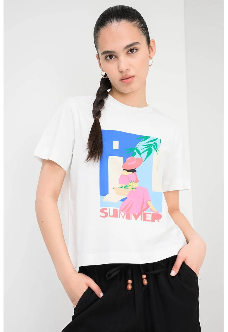 Tricou lejer din bumbac organic, Alb