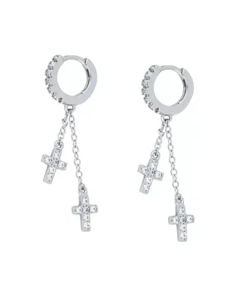 Cercei lungi argint 925, JW1067, model cruce, placati cu rodiu