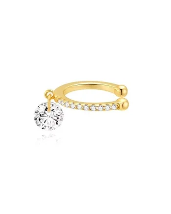 Cercel ear cuff argint 925, JW1673, model piatra, placat cu aur