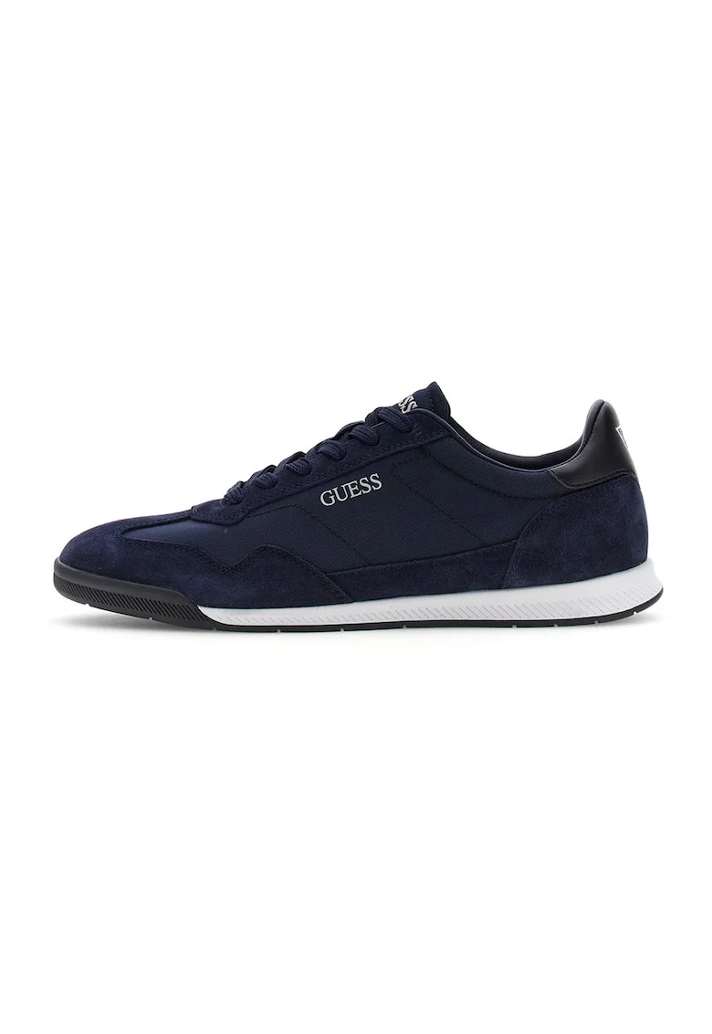 Pantofi sport low-cut cu garnituri din piele intoarsa, Bleumarin
