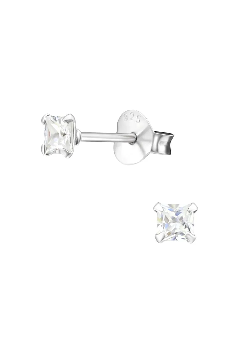 Cercei Pentru Barbati din Argint 925 cu Cristale Zirconia Patrate de 3mm