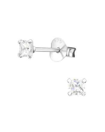 Cercei Pentru Barbati din Argint 925 cu Cristale Zirconia Patrate de 3mm