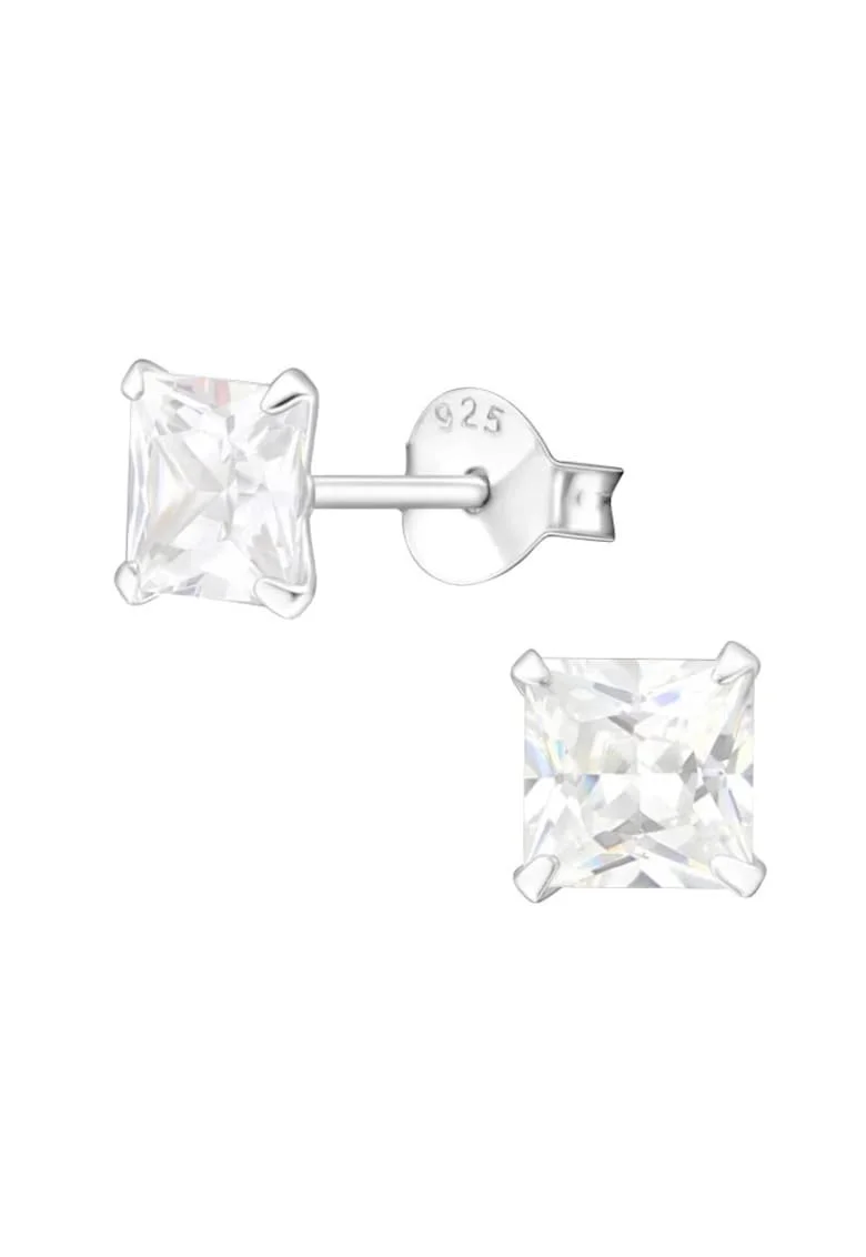 Cercei Pentru Barbati din Argint 925 cu Cristale Zirconia Patrate de 5mm