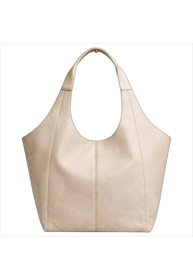Geanta tote din piele naturala, Bej deschis