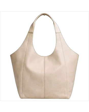 Geanta tote din piele naturala, Bej deschis