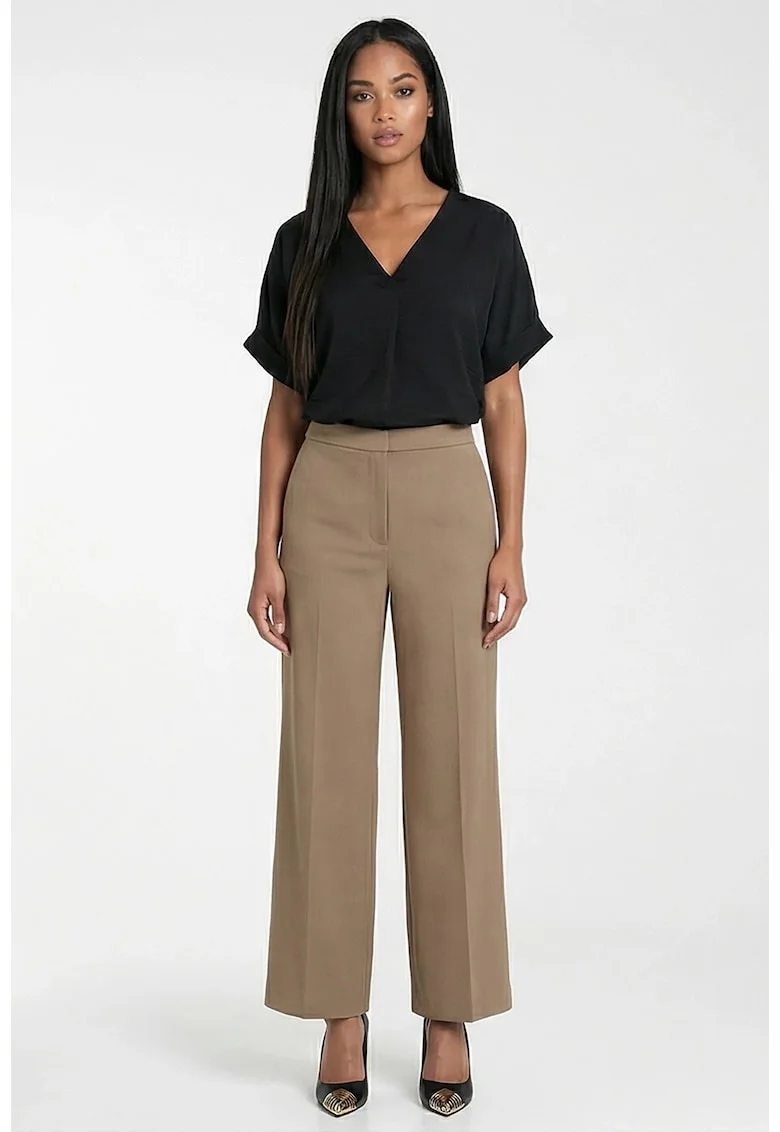 Bluza dama,  M1321, neagra, croiala clasica, decolteu in V, material 100% poliester