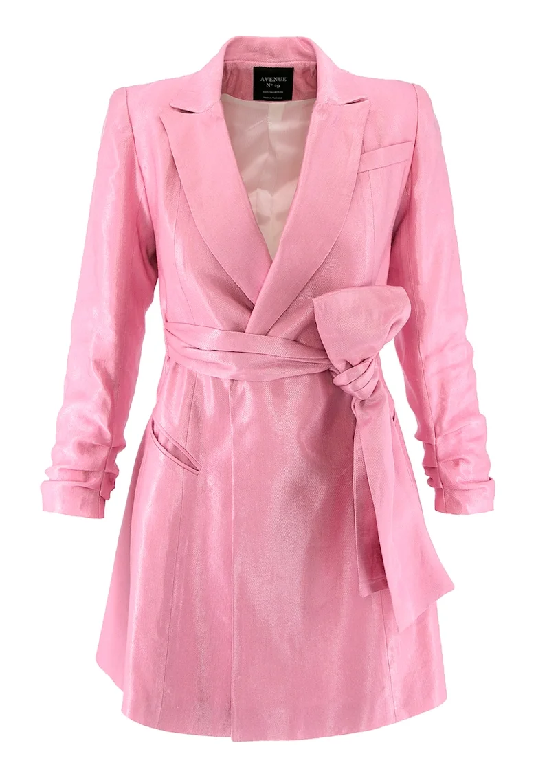 Rochie-sacou de in cu prindere cu cordon, Roz pastel