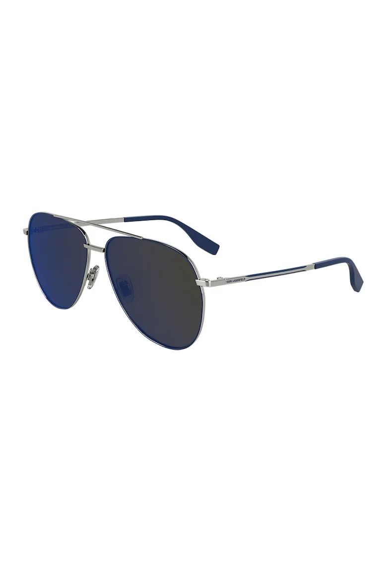 Ochelari de soare aviator cu model unisex si rama metalica, Albastru/Argintiu