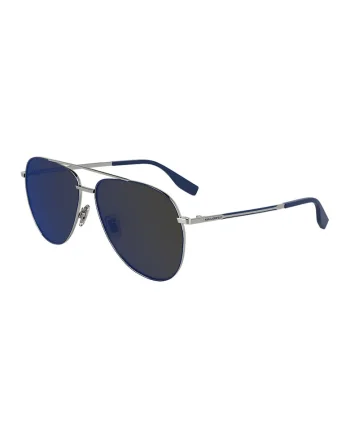 Ochelari de soare aviator cu model unisex si rama metalica, Albastru/Argintiu