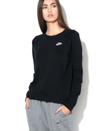 Bluza sport cu logo si maneci raglan Essential, Negru
