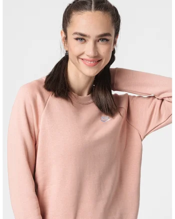 Bluza sport cu logo si maneci raglan Essential, Roz prafuit