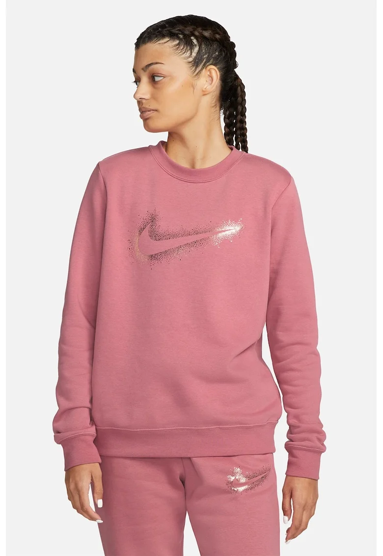 Bluza sport cu logo, Auriu/Roz prafuit