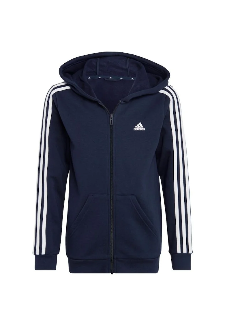 Hanorac copii,  Essentials 3-Stripes, bleumarin, bumbac si poliester reciclati