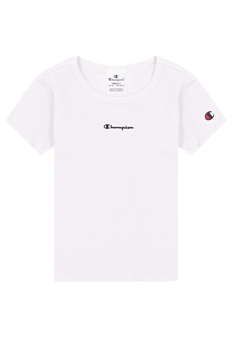 Tricou copii  croiala regulata, decolteu rotund, alb, bumbac