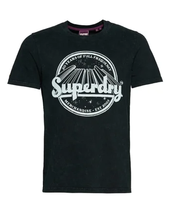 Tricou barbati Superdry, model vintage, culoare neagra, bumbac