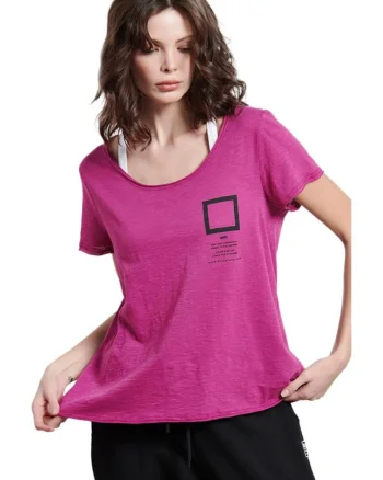 Tricou dama  maneca scurta, croiala regulata, decolteu rotund, bumbac, roz