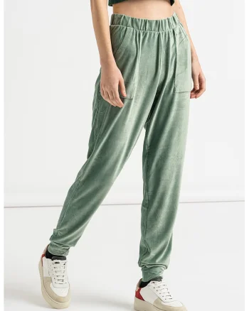 Pantaloni din reiat New Sira, Verde pal