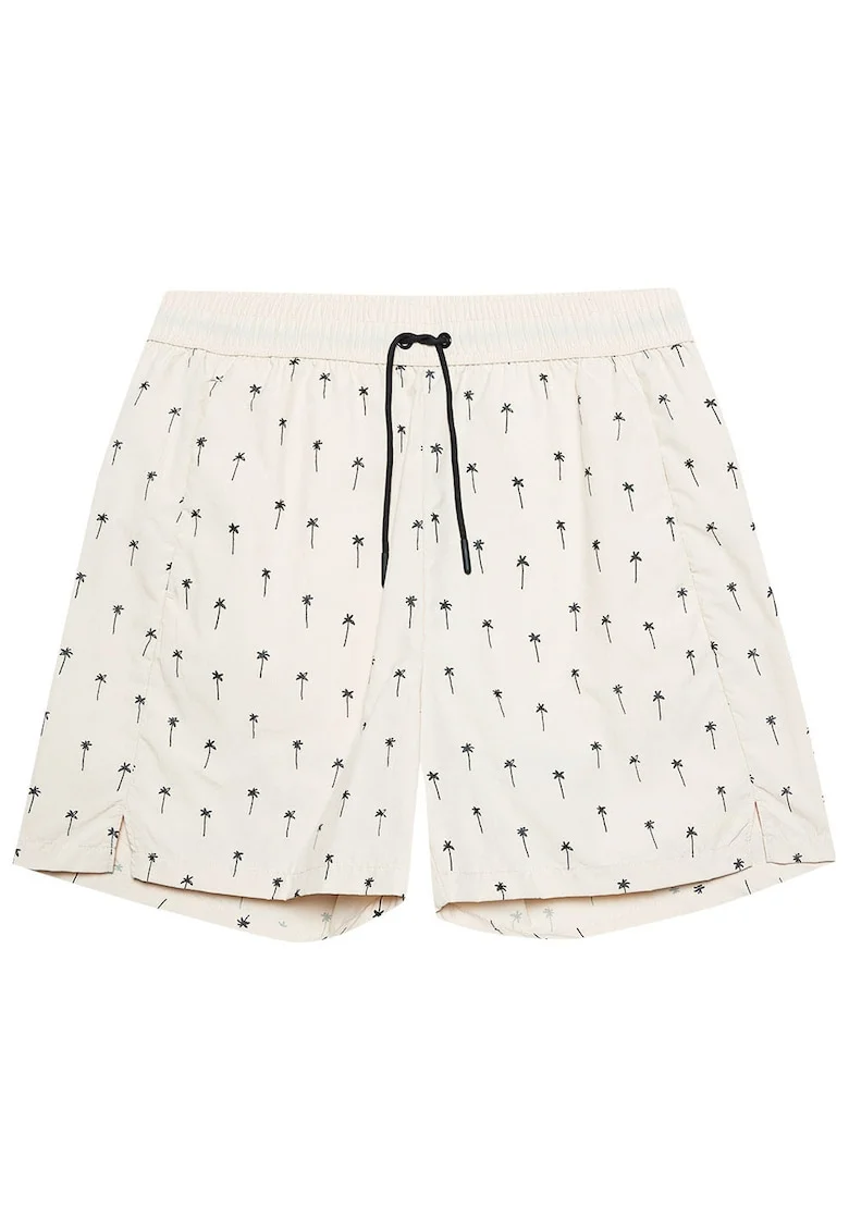 Pantaloni de baie barbati  crem, poliamida, cu talie elastica si buzunare,
