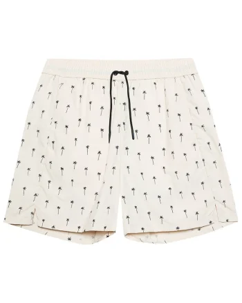 Pantaloni de baie barbati  crem, poliamida, cu talie elastica si buzunare,