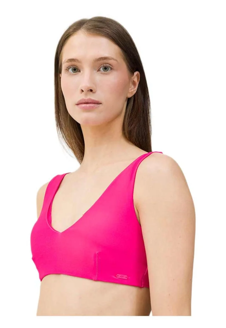 Costum de baie dama,  top de bikini, croiala regulata, suport redus, roz poliamida/elastan