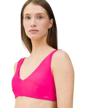Costum de baie dama,  top de bikini, croiala regulata, suport redus, roz poliamida/elastan