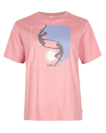 Tricou dama  grafic, croiala confortabila, imprimeu frontal, Bumbac/Lyocell, roz