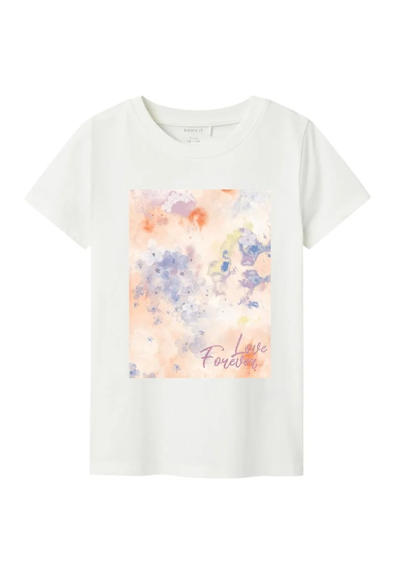 Tricou copii  alb, bumbac organic, croiala regulata, decolteu rotund