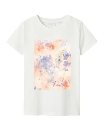 Tricou copii  alb, bumbac organic, croiala regulata, decolteu rotund