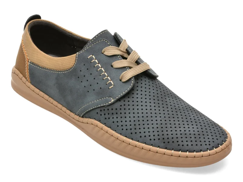 Pantofi BITE THE BULLET bleumarin, H696, din piele naturala